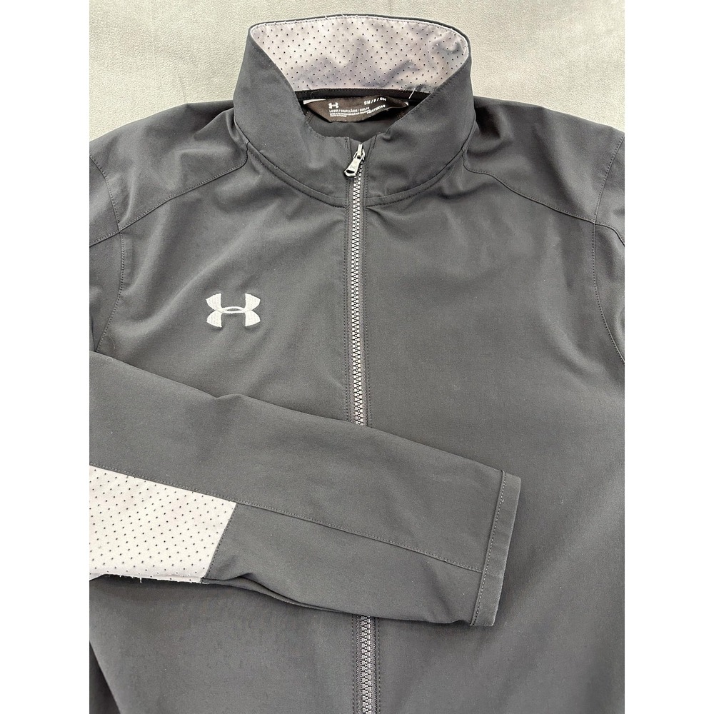 Under Armour Jacket Mens Small Gray HeatGear Loose Full Zip Athletic Lightweight